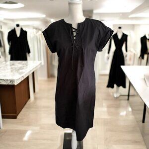 J CREW Lace Up Black Shift Dress Size Small Tall